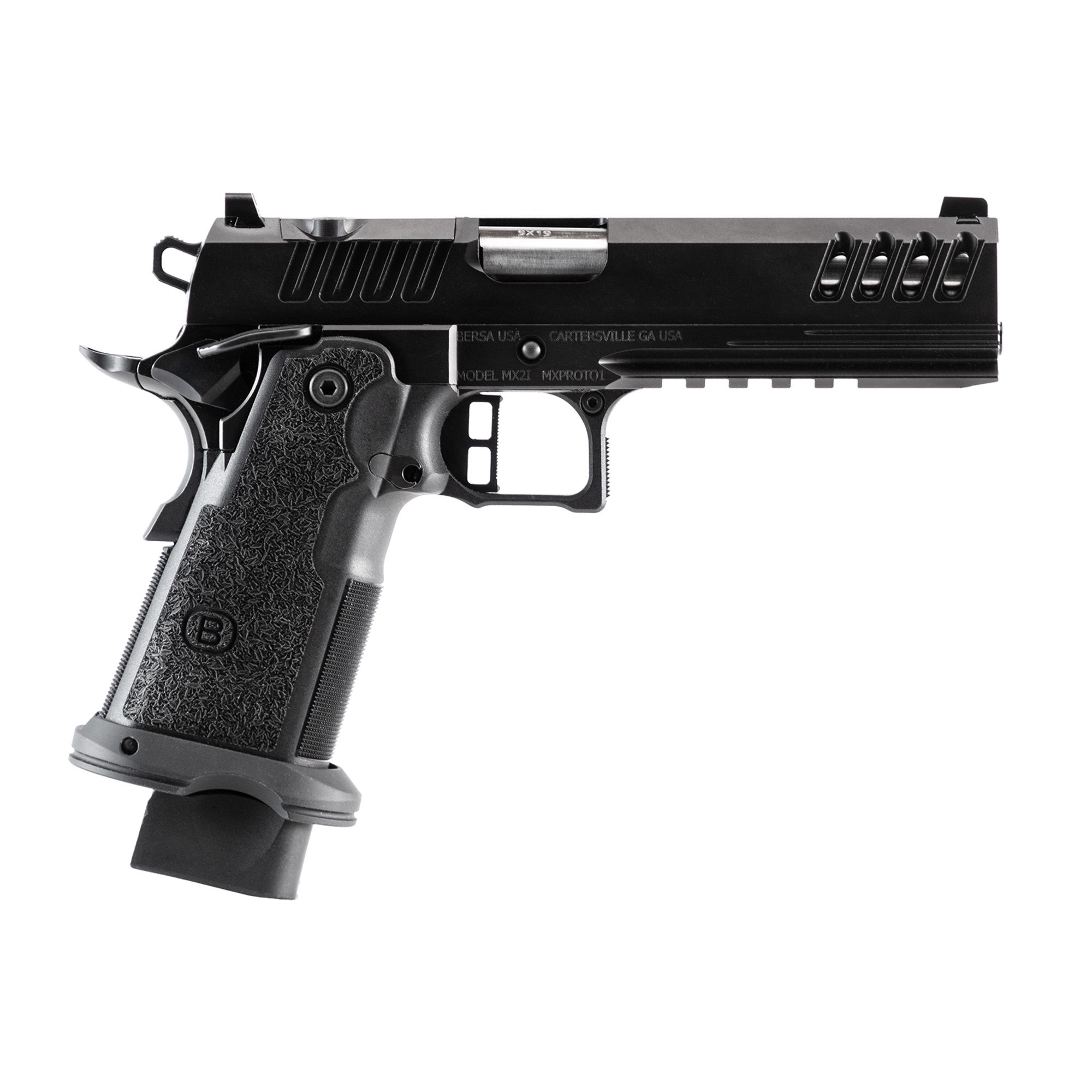 BERSA M2XI 9MM 5″ SAO 22RD OR BLK