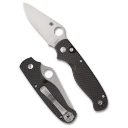 SPYDERCO BUTTONUP CF PE 3.27″ BK/SLV