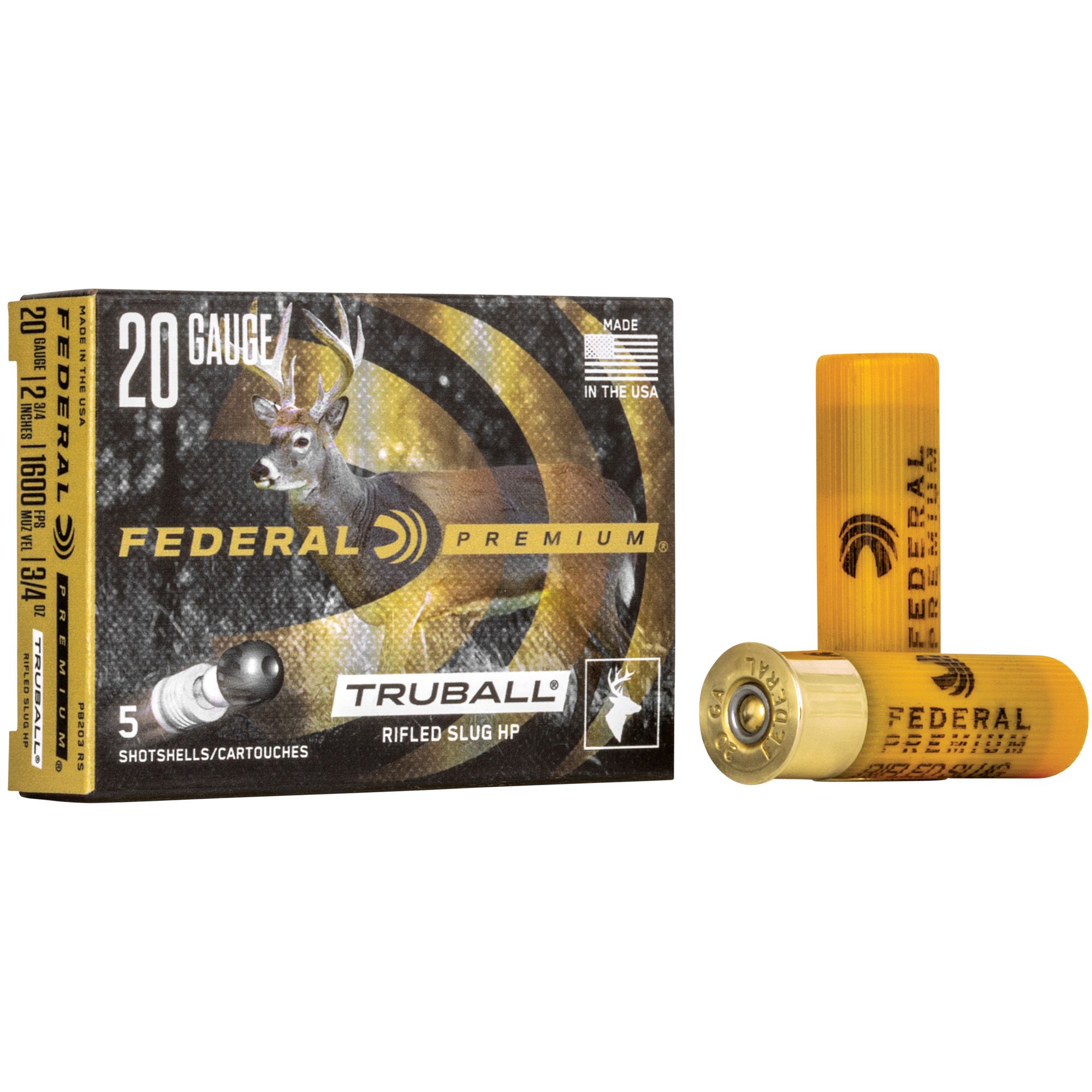 FED PRM 20GA 2.75″ RIFLED SLUG 5/250