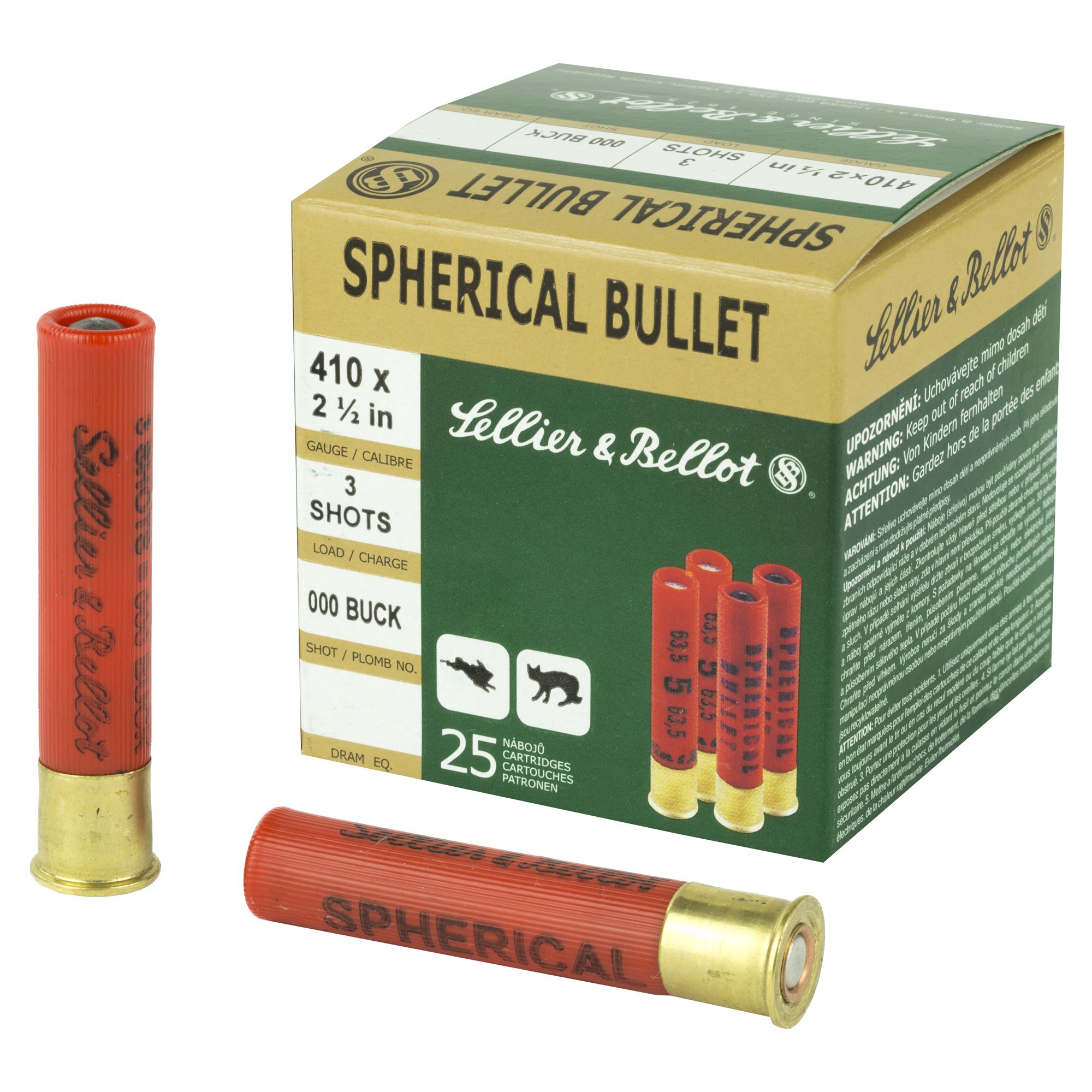 S&B 410 2.5″ 000 BUCK 25/500