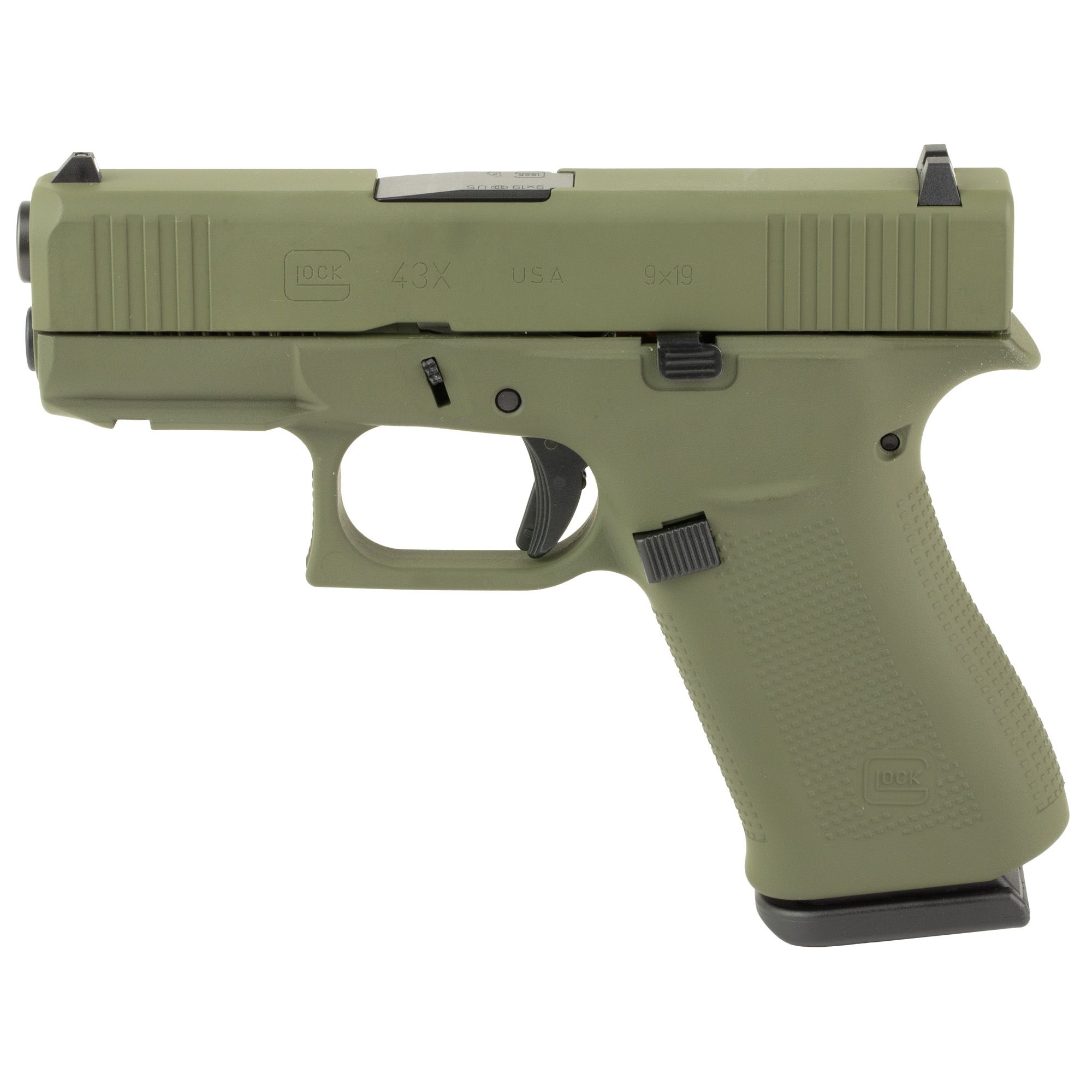 GLOCK 43X 9MM 10RD OD GREEN FRT RAIL