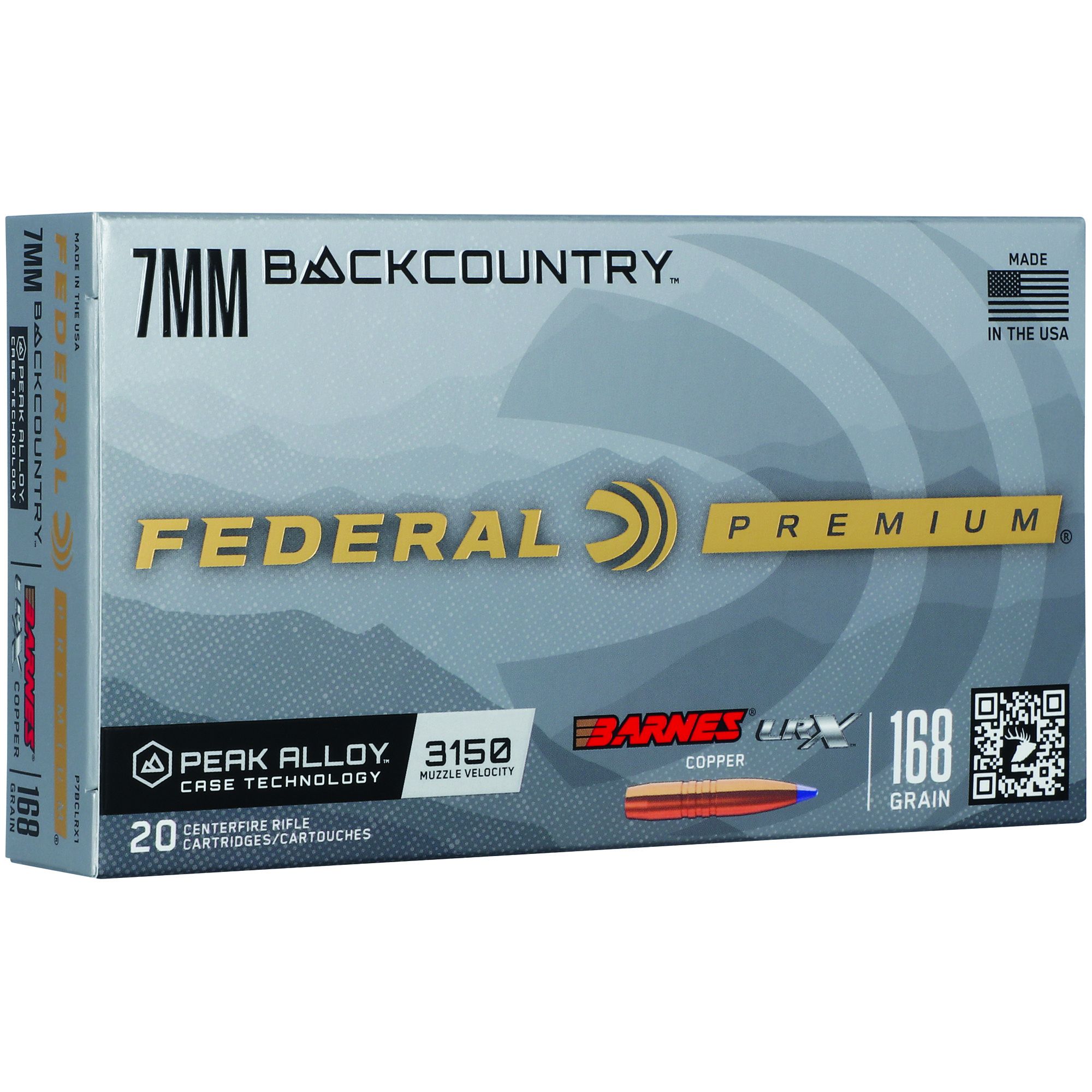 FED GLD MDL BARN 7MM BC 168GR 20/200