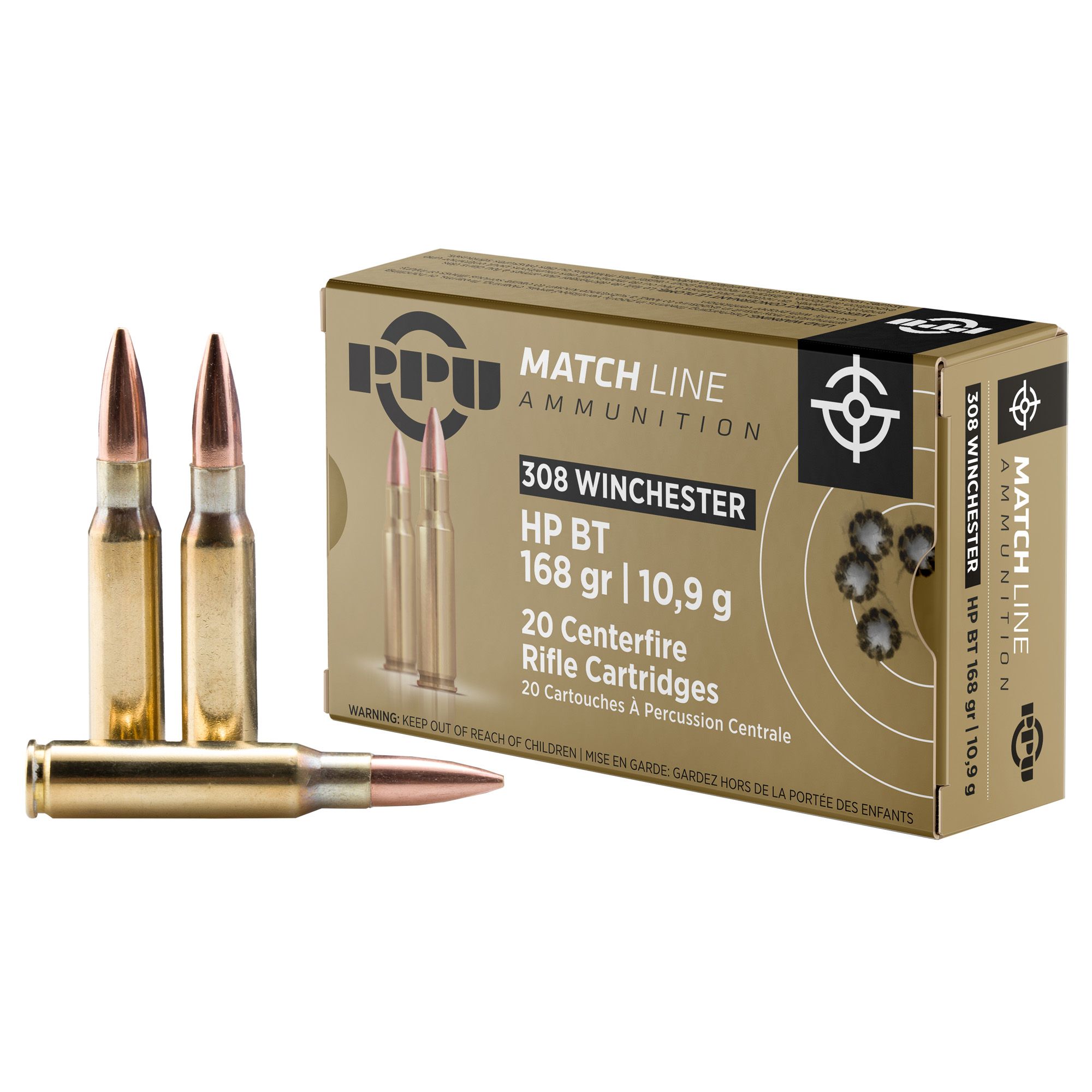 PPU .308 WIN MATCH 168GR HPBT 20/200