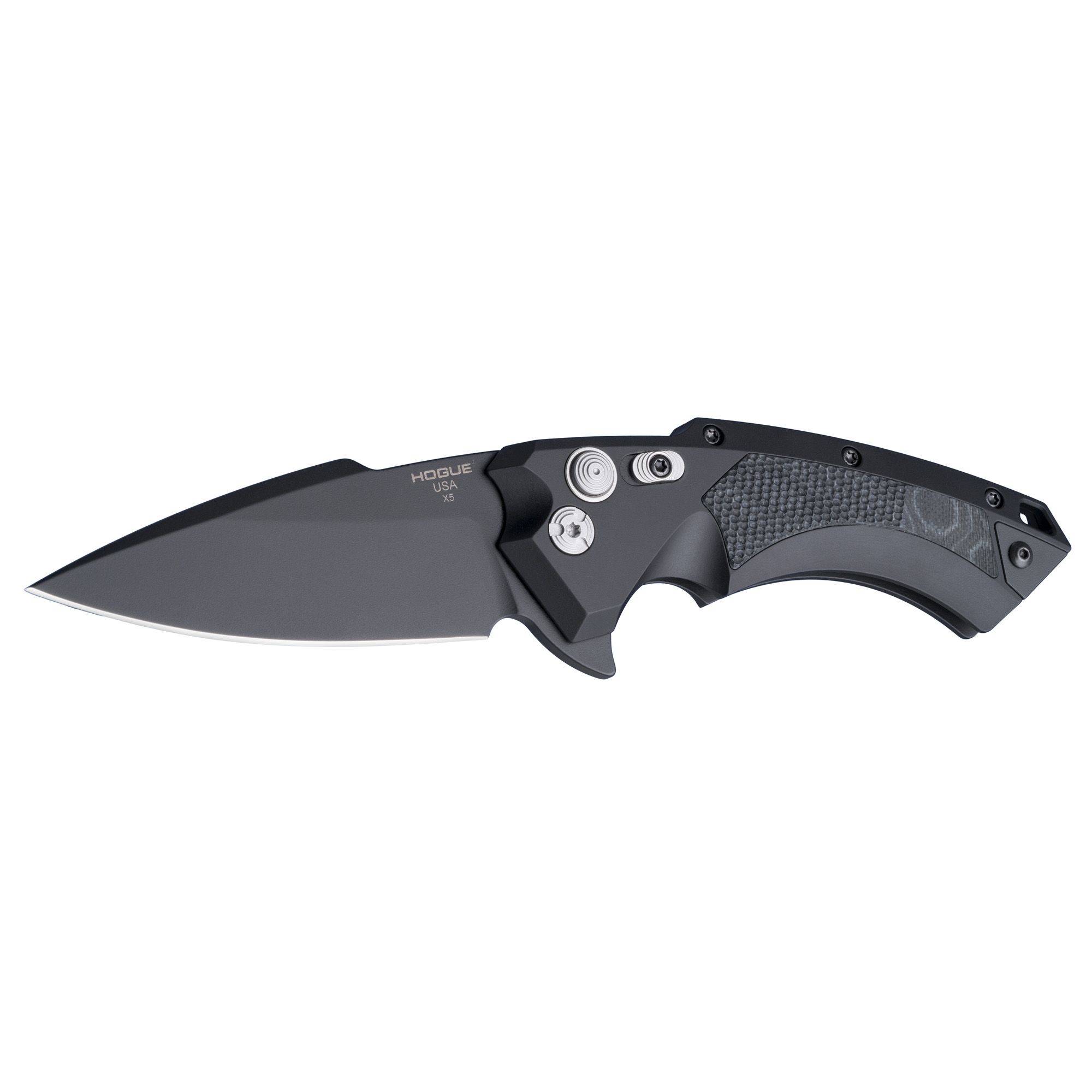 HOGUE X5 3.5″ SPEAR PNT BLK/BLK G10