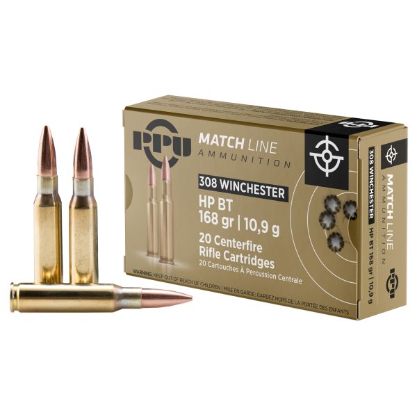 PPU .308 WIN MATCH 168GR HPBT 20/200
