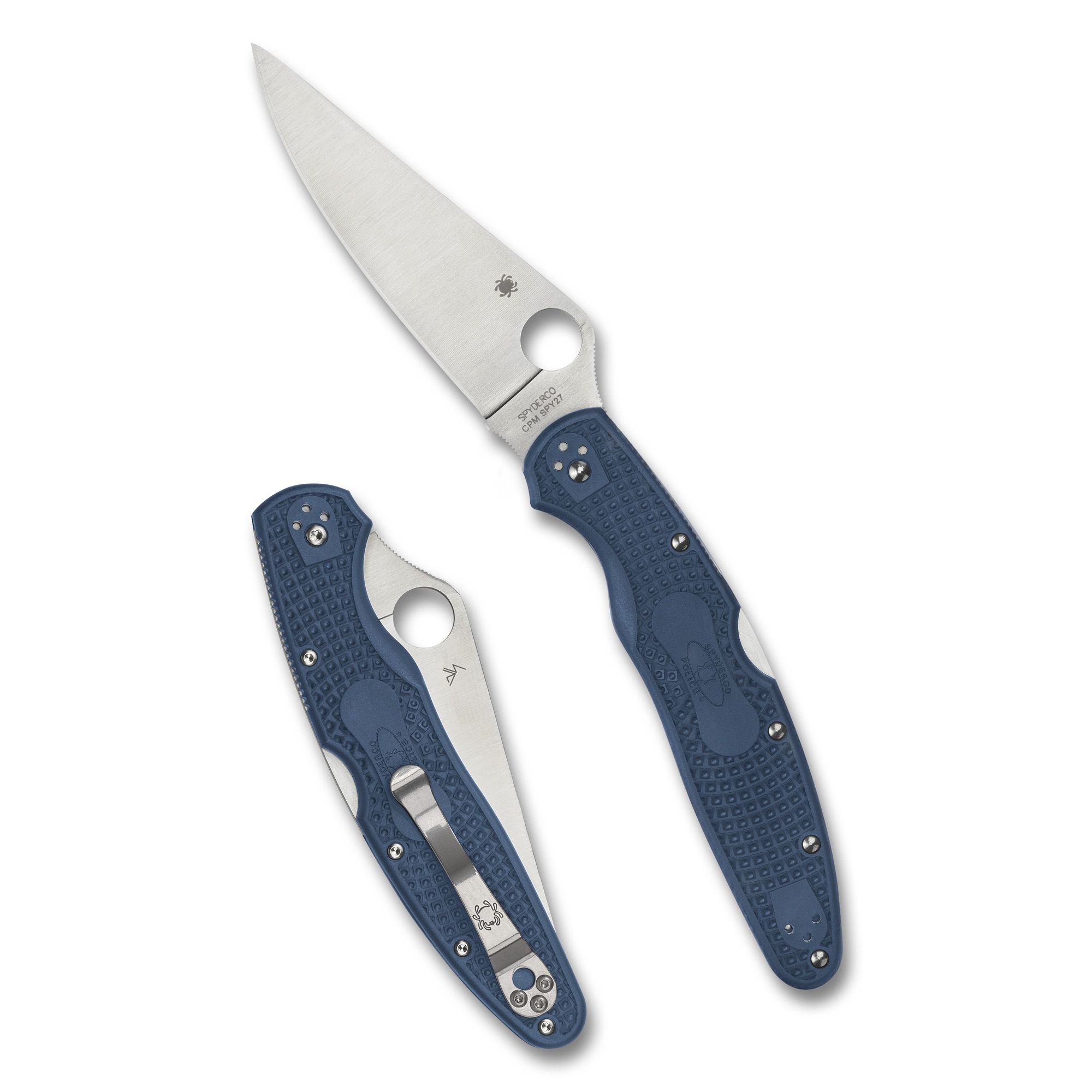 SPYDERCO POLICE 4 LTWT 4.38″ BLU/SLV