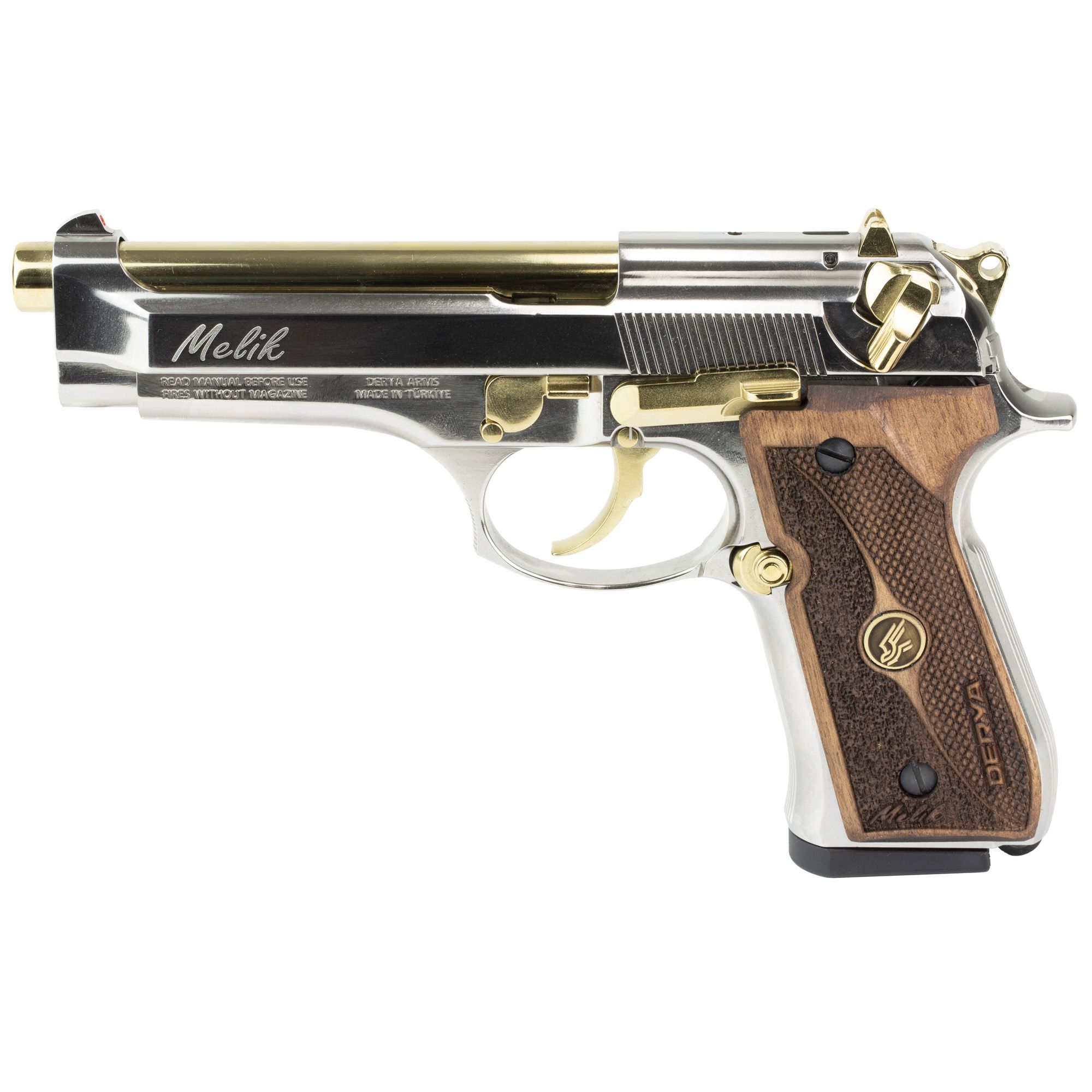 DERYA MELIK 9MM 4.9″ 10RD SLVR/GOLD