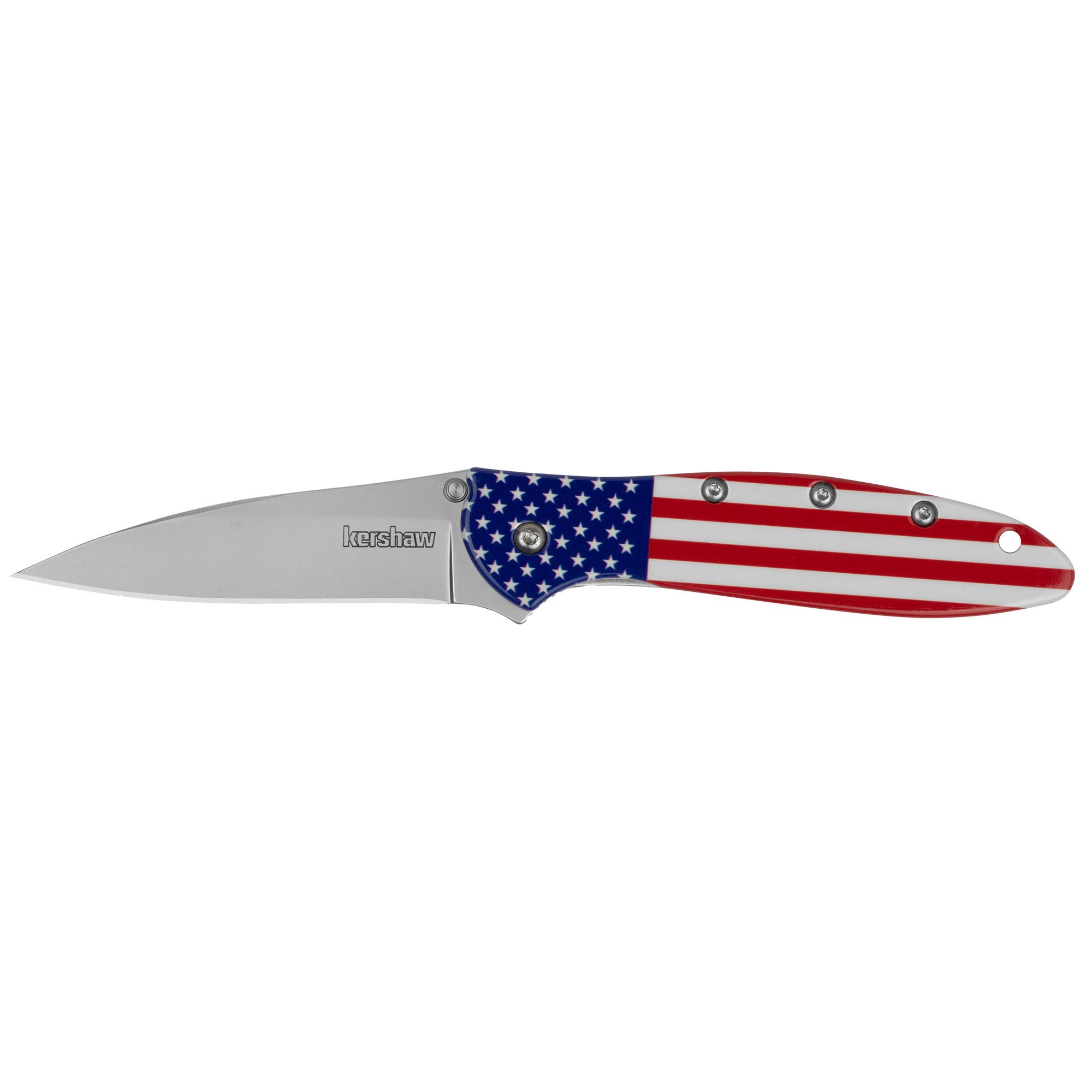 KERSHAW LEEK 3″ USA FLAG/SLV
