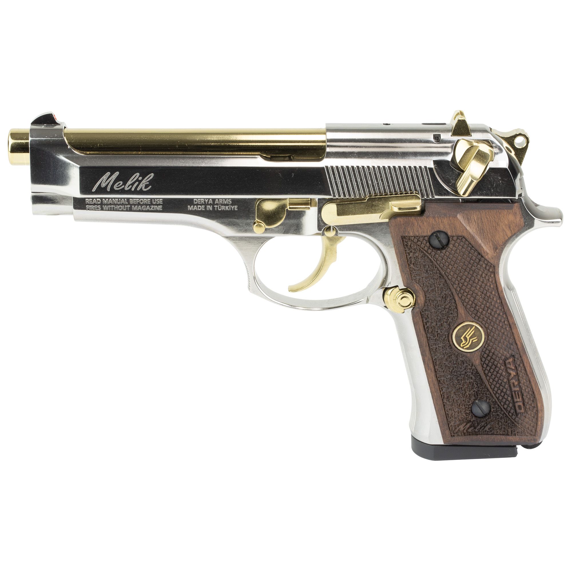 DERYA MELIK 9MM 4.9″ 17RD SLVR/GOLD
