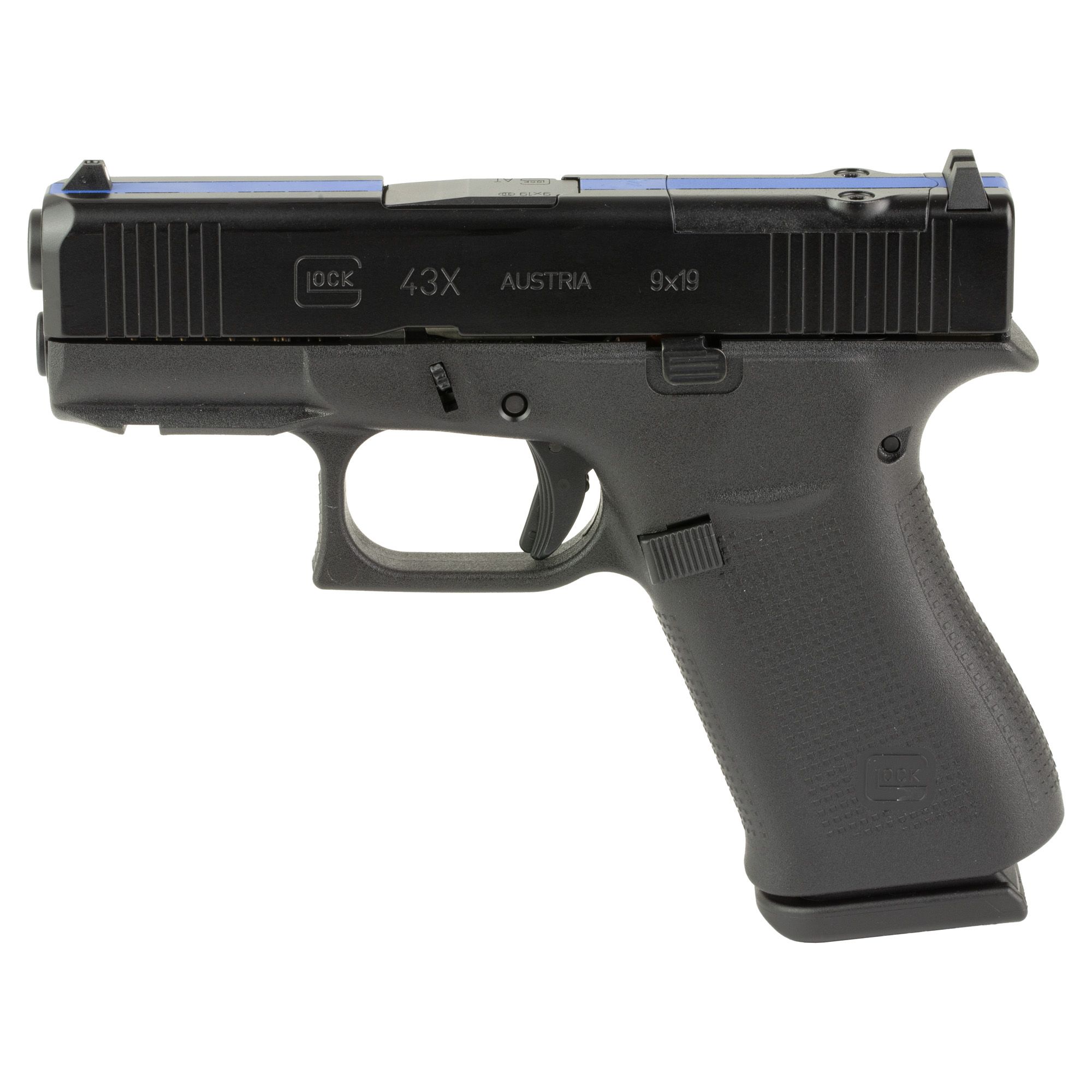 GLOCK 43X 9MM 10R MOS FS THIN BLU LN