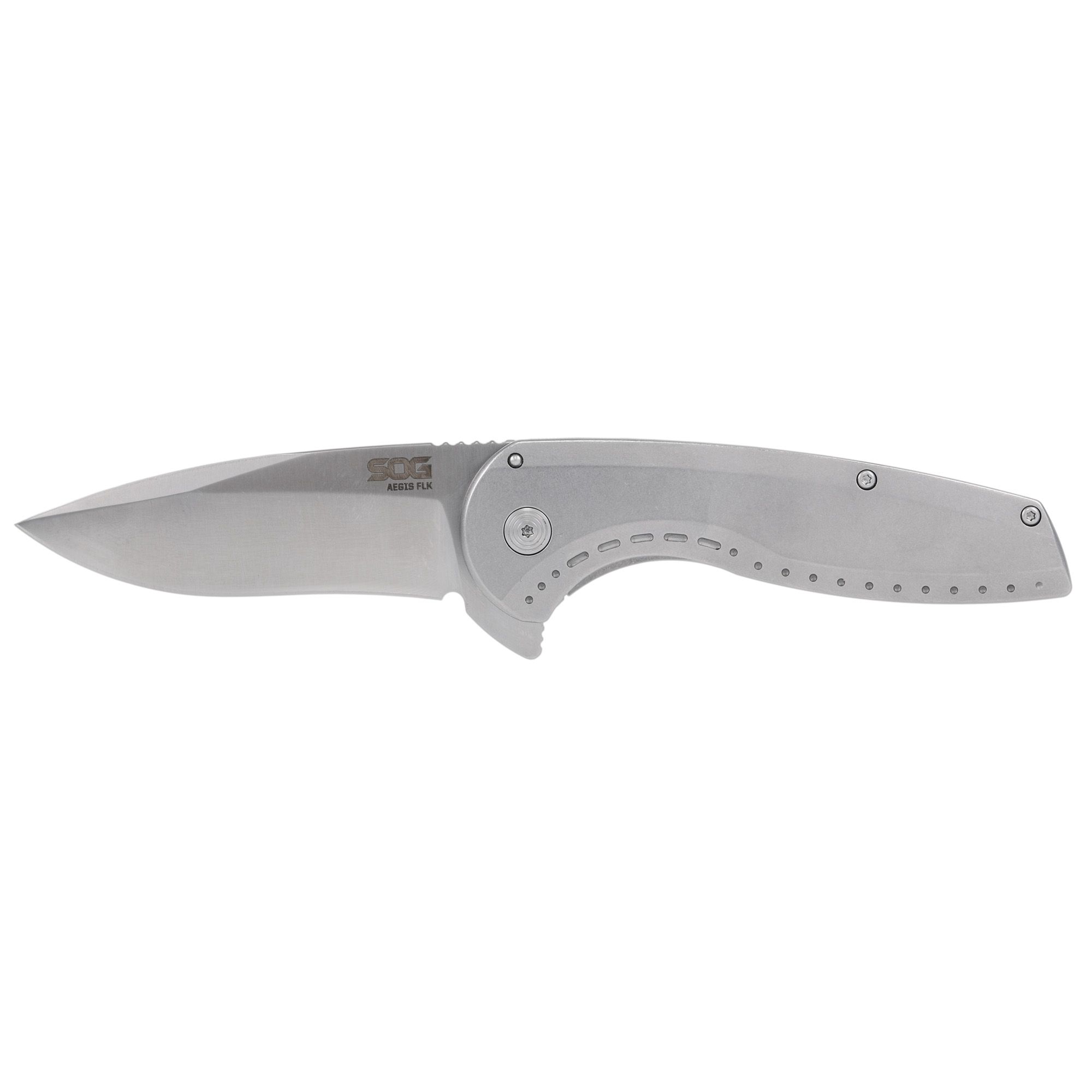 SOG AEGIS FLK 3.25″ DROP PT SLV