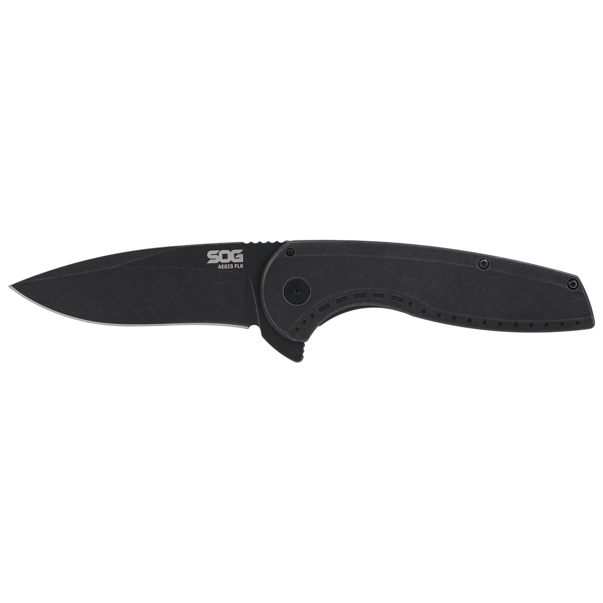 SOG AEGIS FLK 3.25″ DROP PT BLK