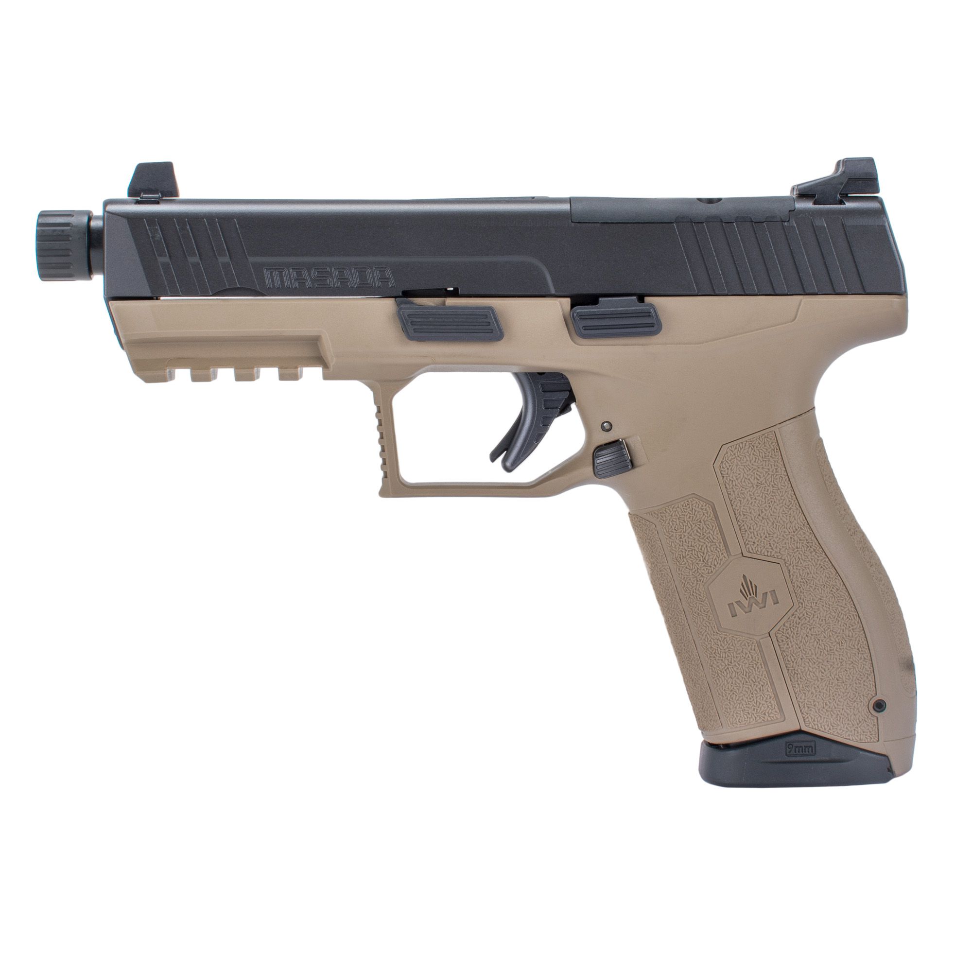 IWI MASADA OR 9MM 4.6″ THRD 17RD FDE