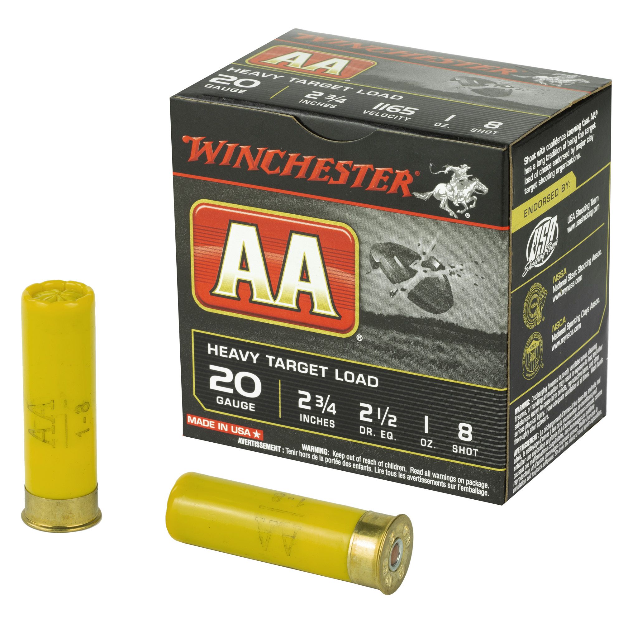 WIN AA HVY TRGT 20GA 2.75″ #8 25/250